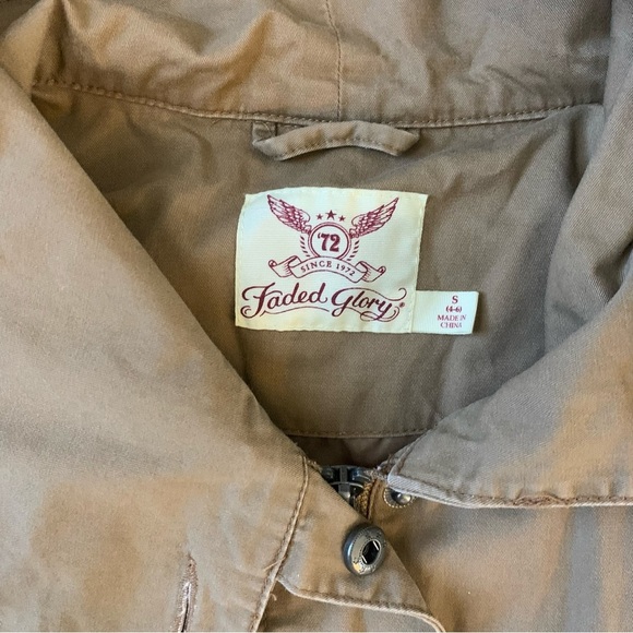 Faded Glory hooded tan khaki lightweight utility jacket size small - Picture 6 of 7